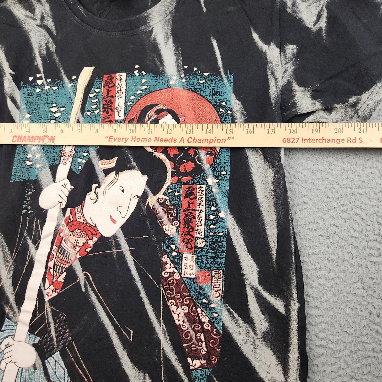 Samurai Ukiyo-e Shirt Mens Medium Black Tie Dye Japanese Art Graphic Tee gallery