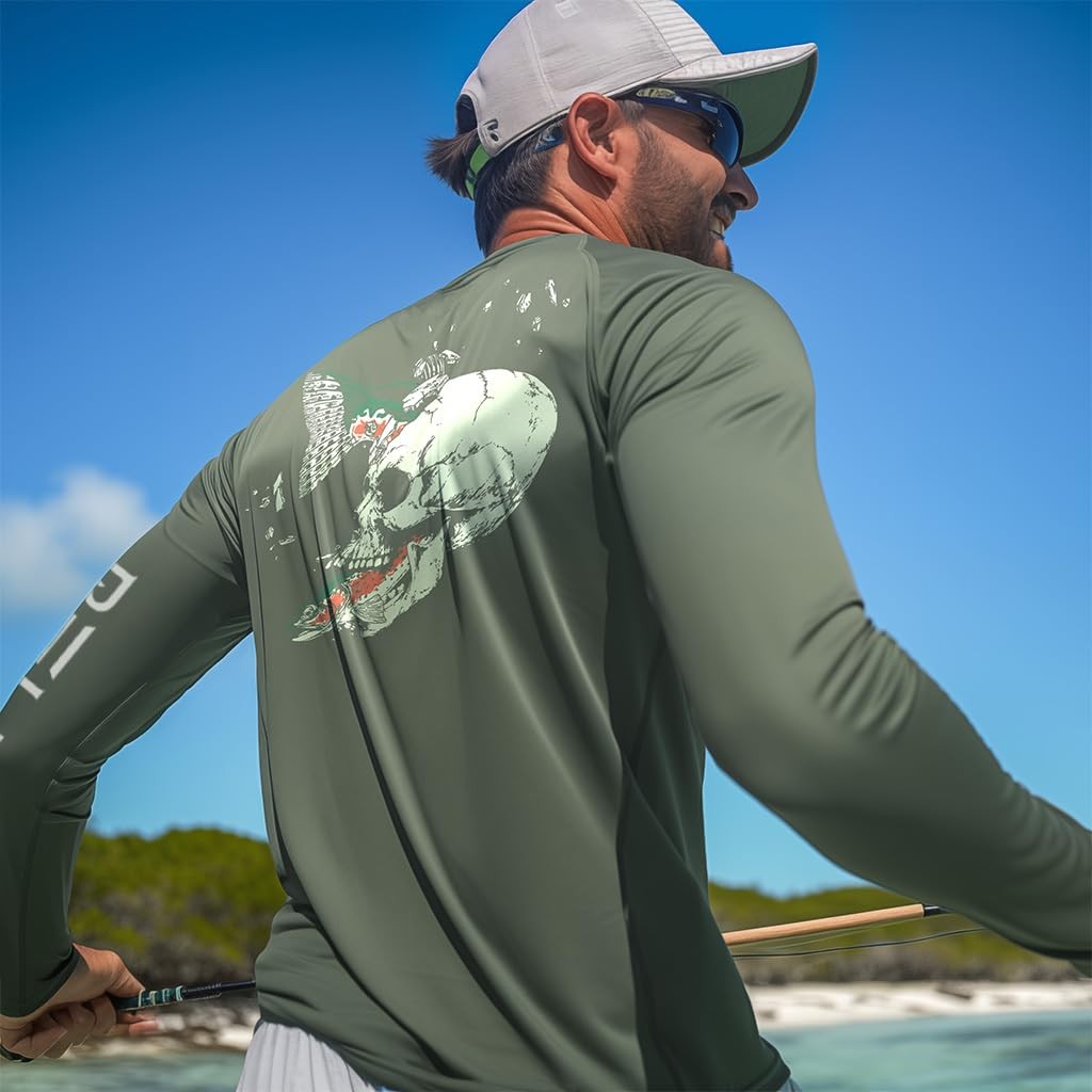 Fishing Shirts for Men Long Sleeve UPF 50+ T Shirt Sun Protection Tee (Milita... gallery