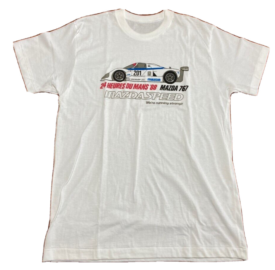 MAZDA 767 MAZDASPEED Le Mans 24 Hours Vintage Tee T Shirt One Size White 1988