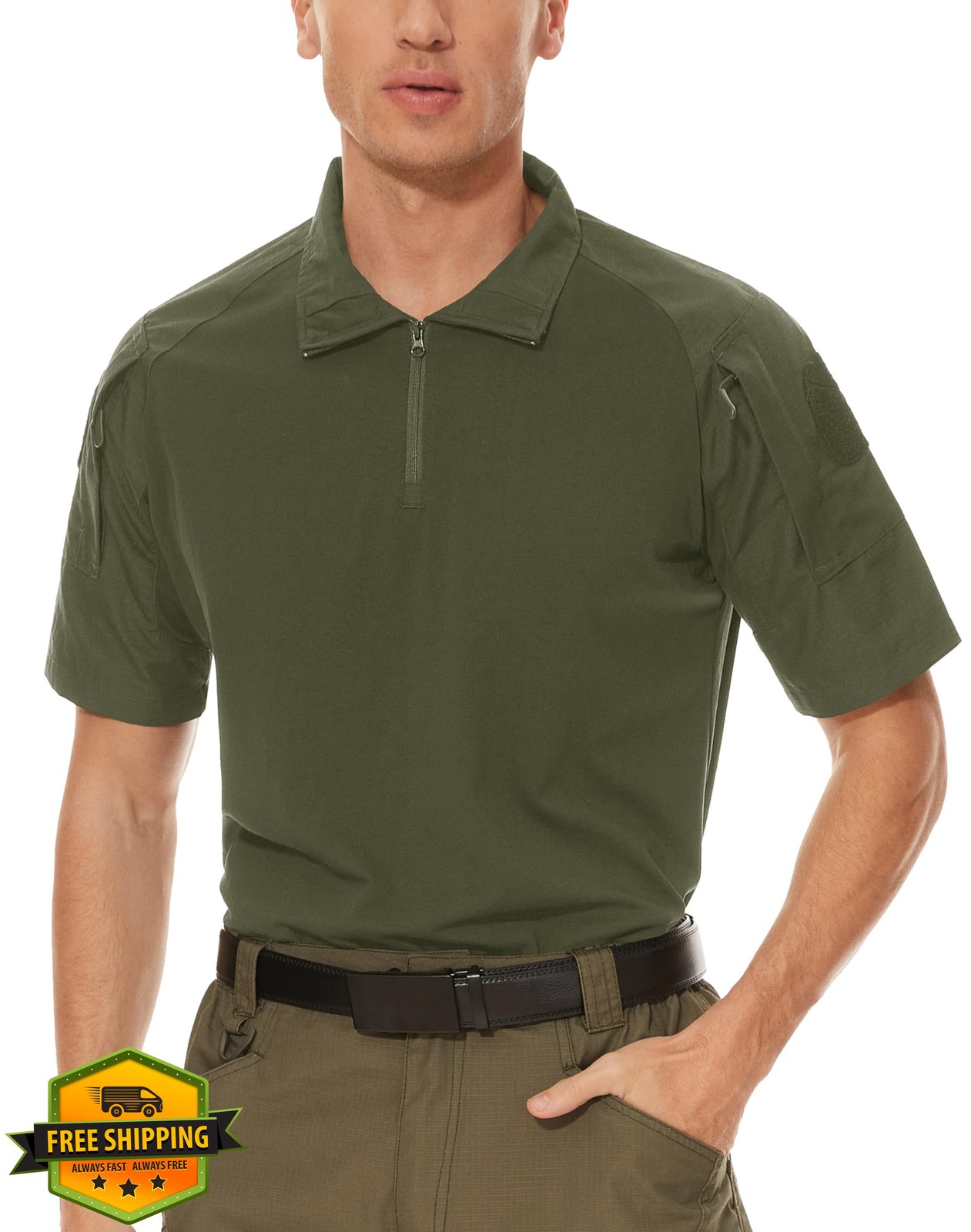 MAGCOMSEN Men's Tactical Military 1/4 Zip Short Sleeve Camo Shirt gallery
