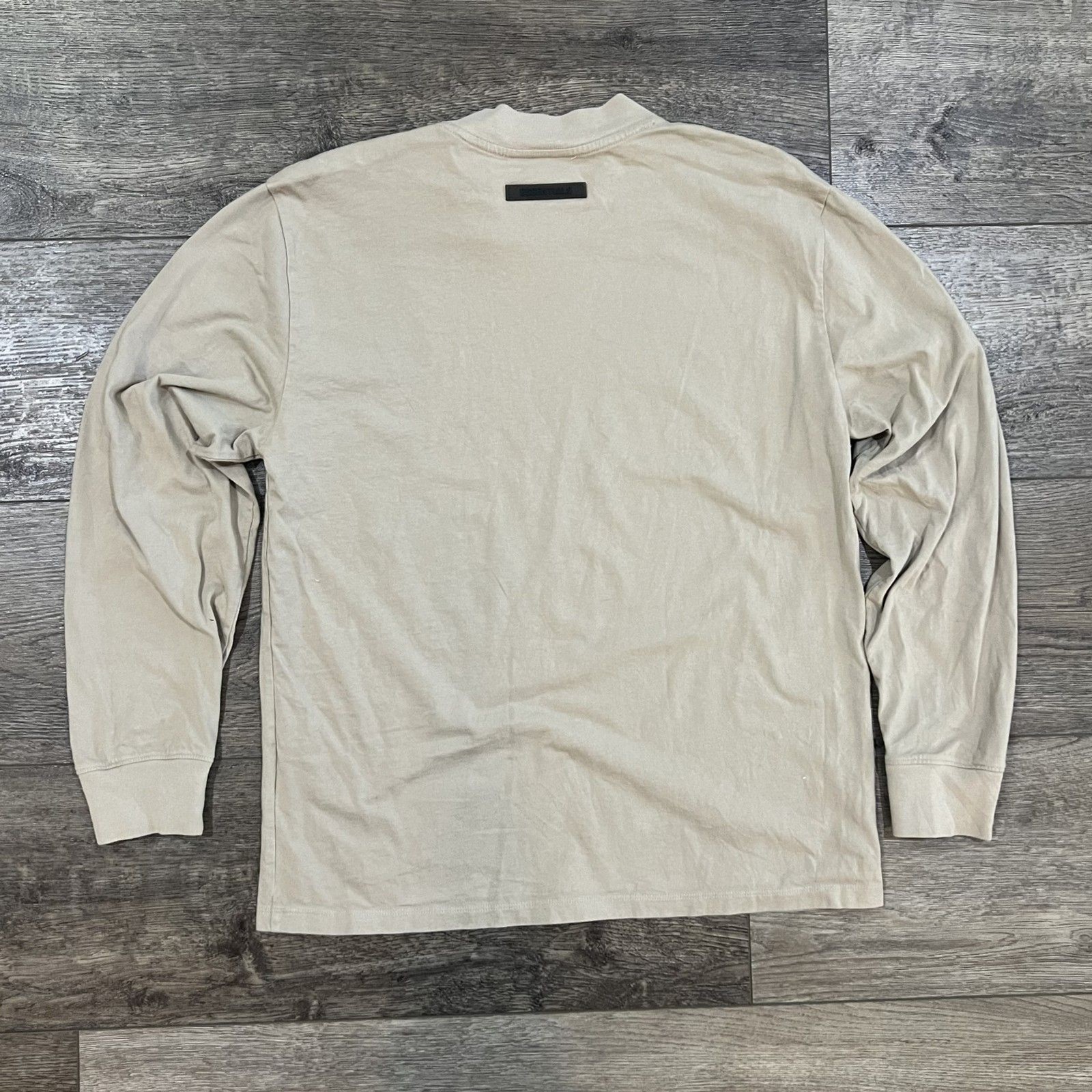 Fear of God Essentials Tan Beige Long Sleeve Tee Neutral Chest Logo Men's Small gallery