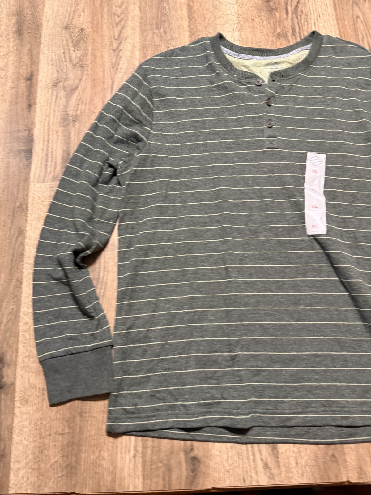 St. John's Bay Shirt Men's Size XL, Green Striped Long Sleeve 1/4 Buttons NWT gallery