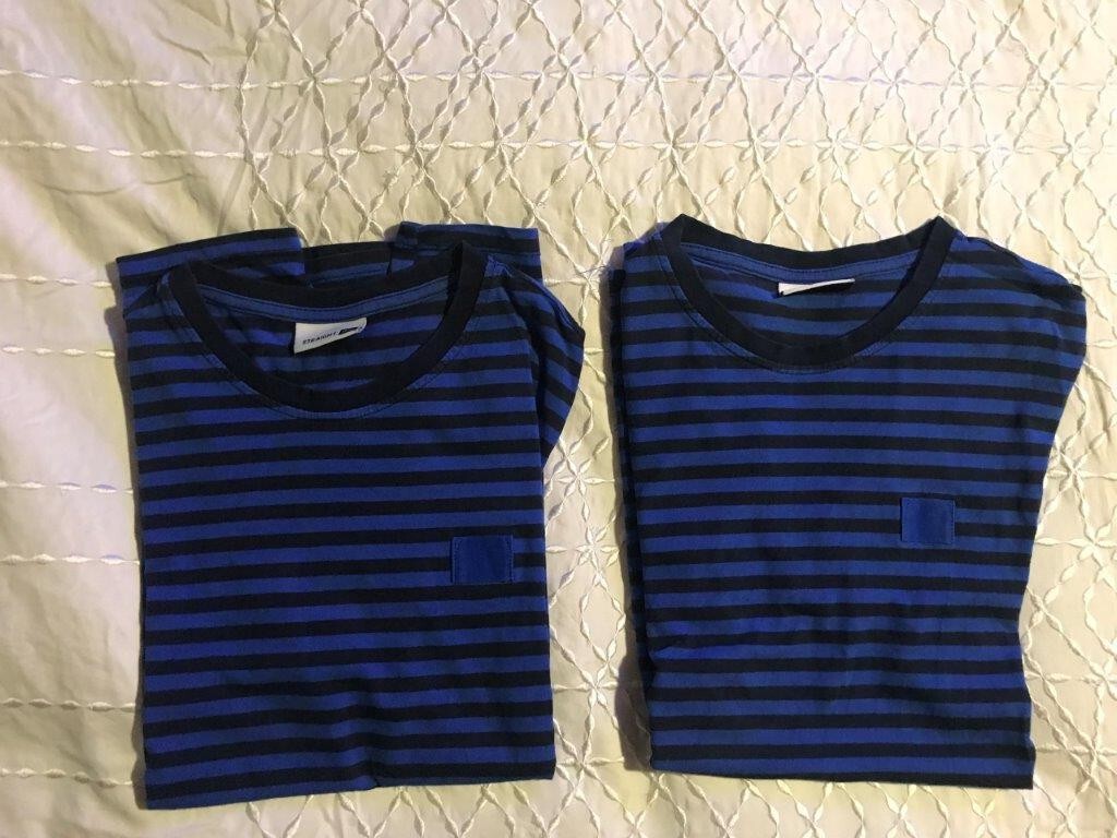 IKEA "SET OF 2" BLUE SHORT SLEEVE "HEY!" CREW-NECK T-SHIRT SIZE:G/H STRAIGHT gallery