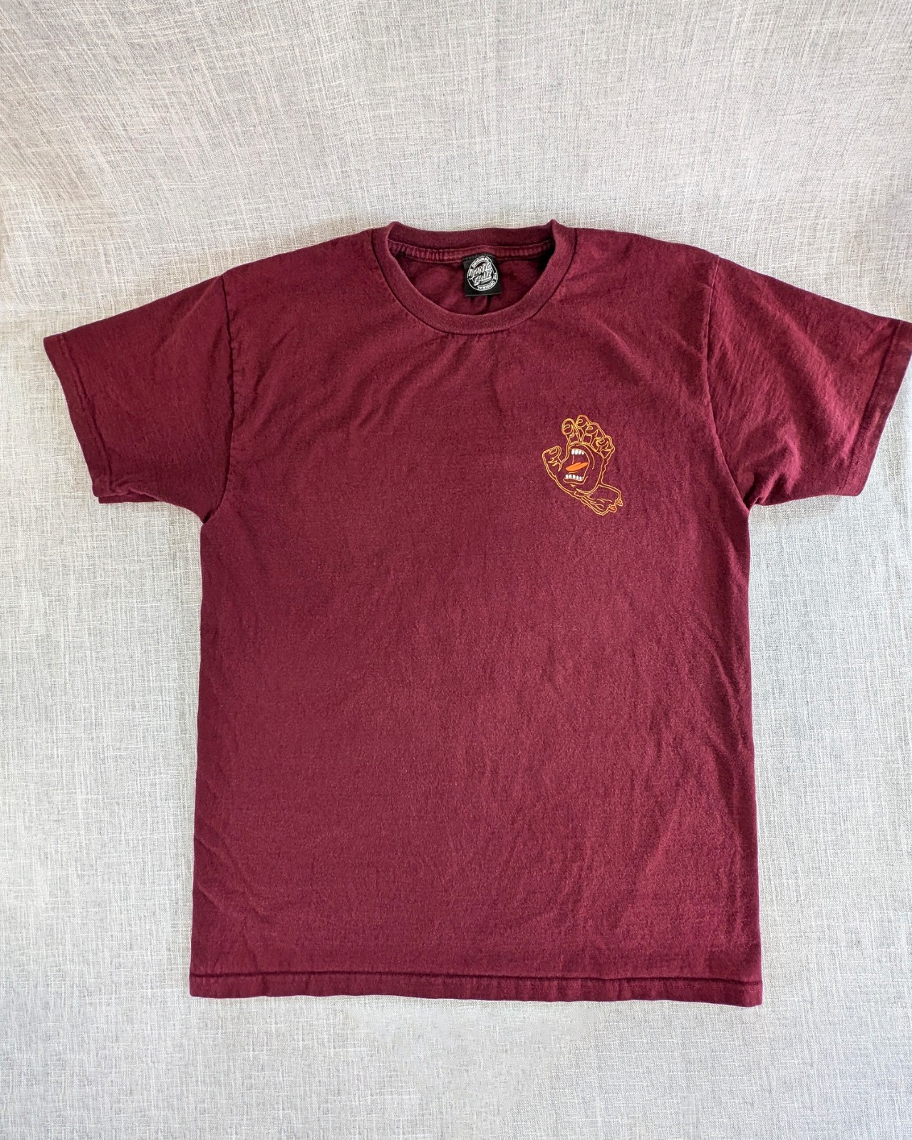 Santa Cruz Mens Burgundy Screaming Hand Graphic Short Sleeve Skateboarding Shirt gallery