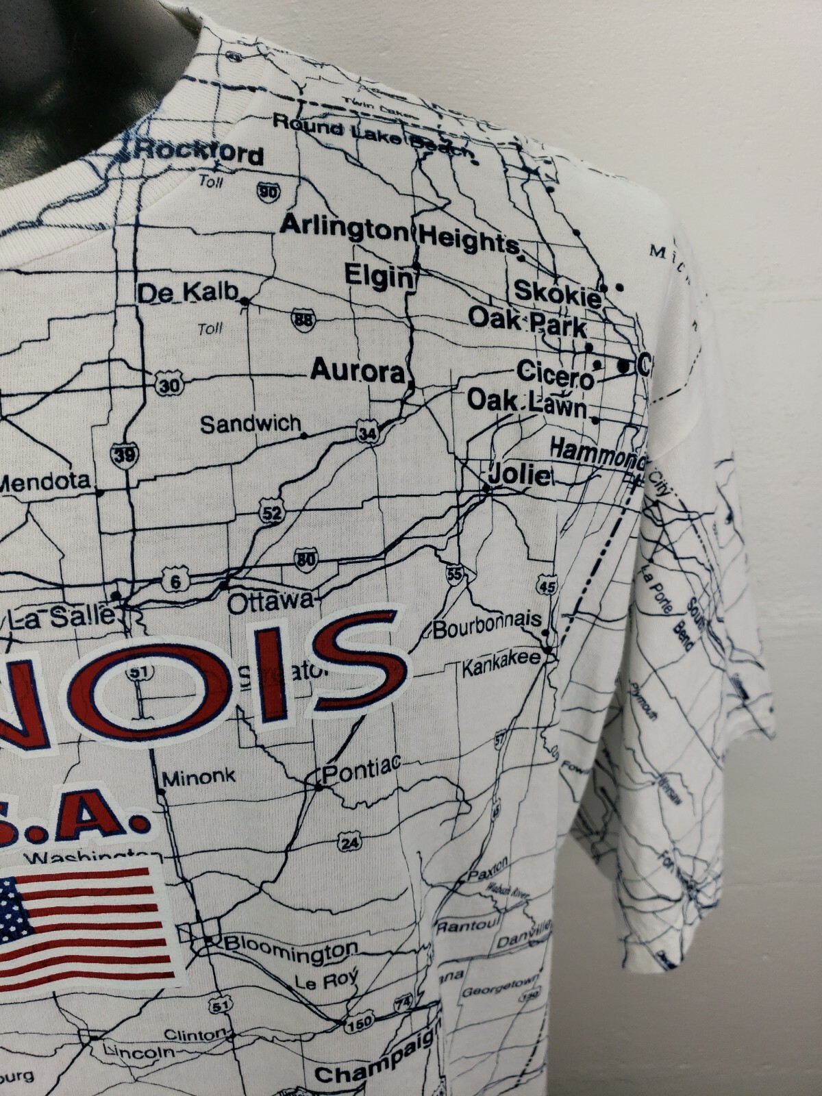Vintage 90s Illinois ALL OVER PRINT T-Shirt Mens XL TeeJays Tag DEADSTOCK MINT! gallery