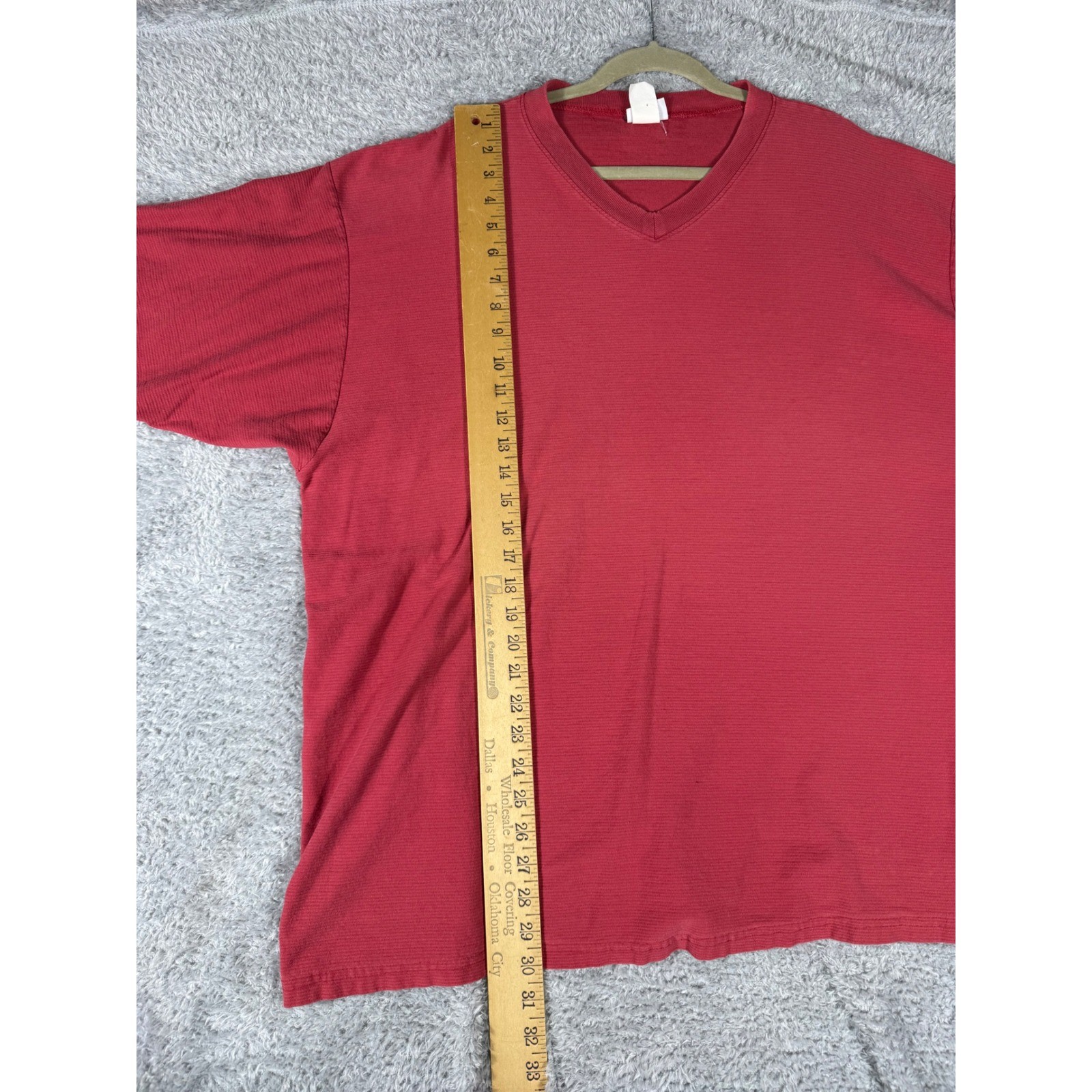 Stone Mesa V-Neck T-Shirt Mens XL Red Good Ribbed Textured Vintage 90s Style Tee gallery