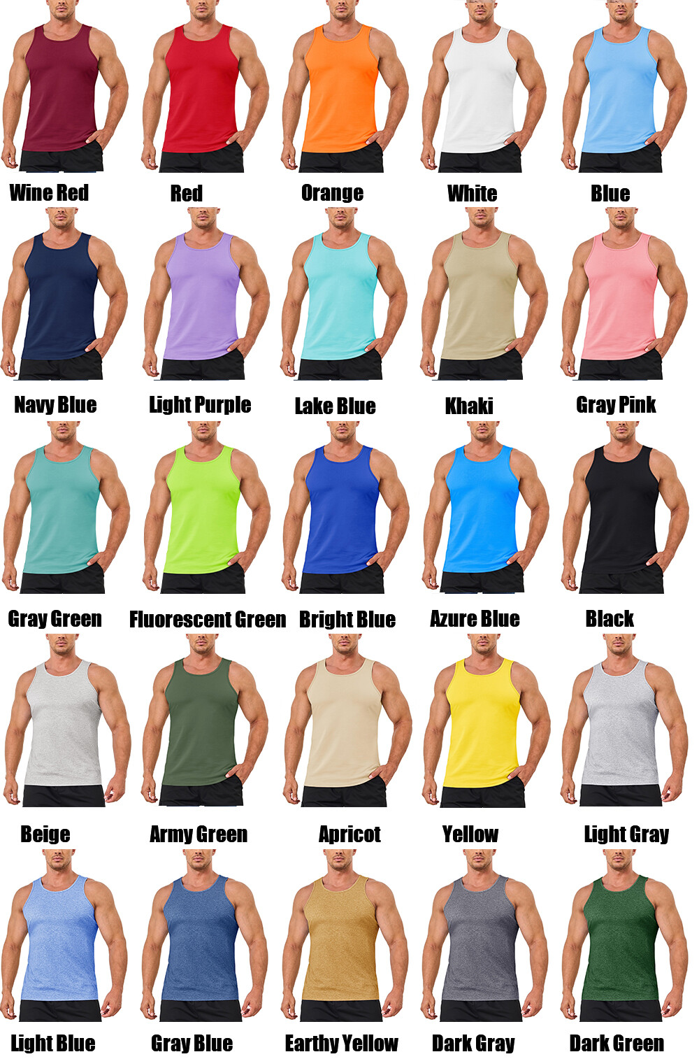 Men's Tank Top Cotton Moisture Wicking Muscle Shirt Summer Sleeveless Gym Shirts gallery