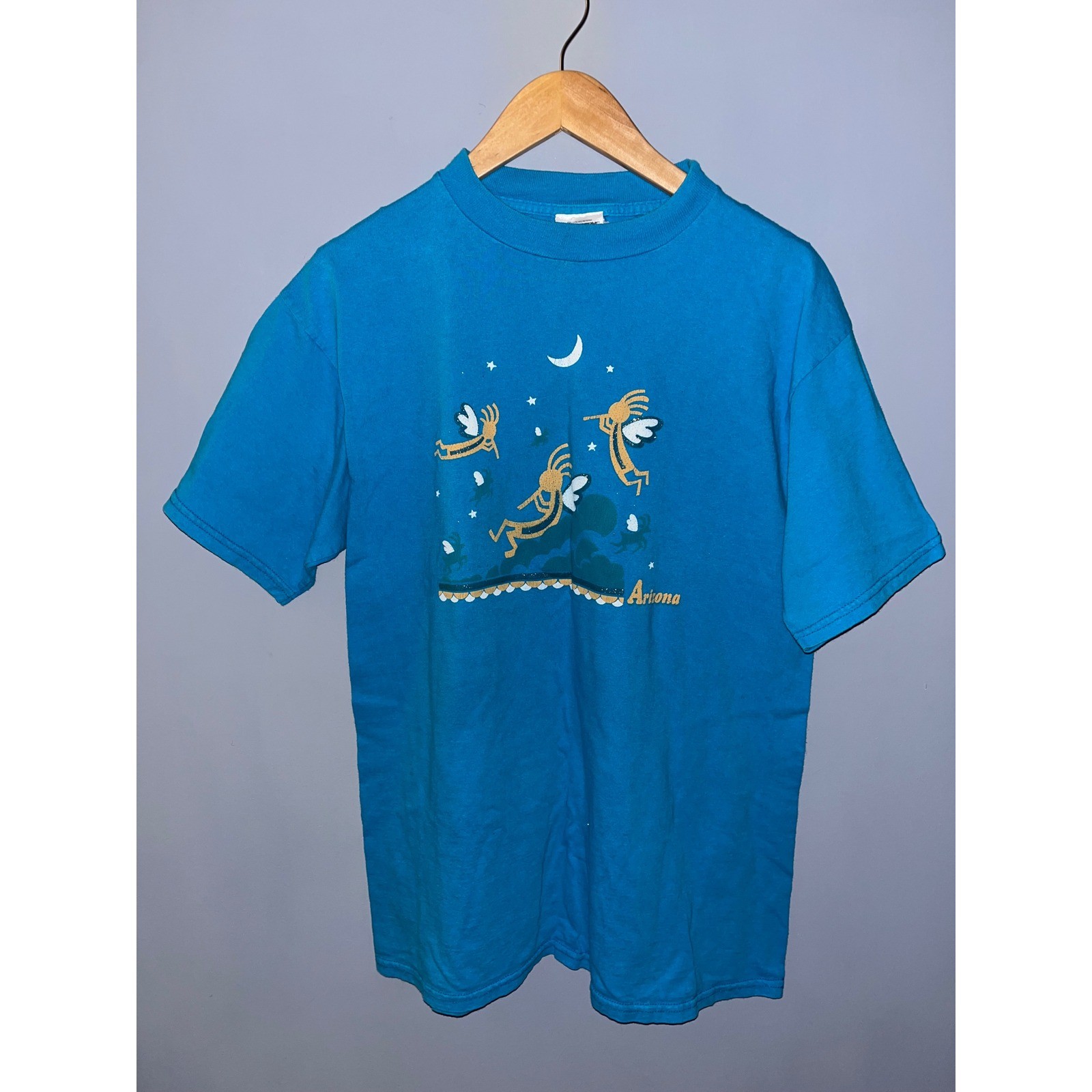 Vintage Tultex Arizona Kokopelli Graphic T-Shirt Blue Large 90s Southwest Tee gallery