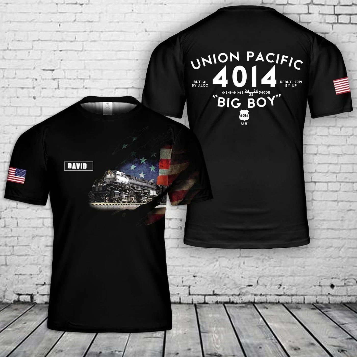 Custom Name Union Pacific Steam Locomotive 4014 BIG BOY T-Shirt 3D Gift Father gallery