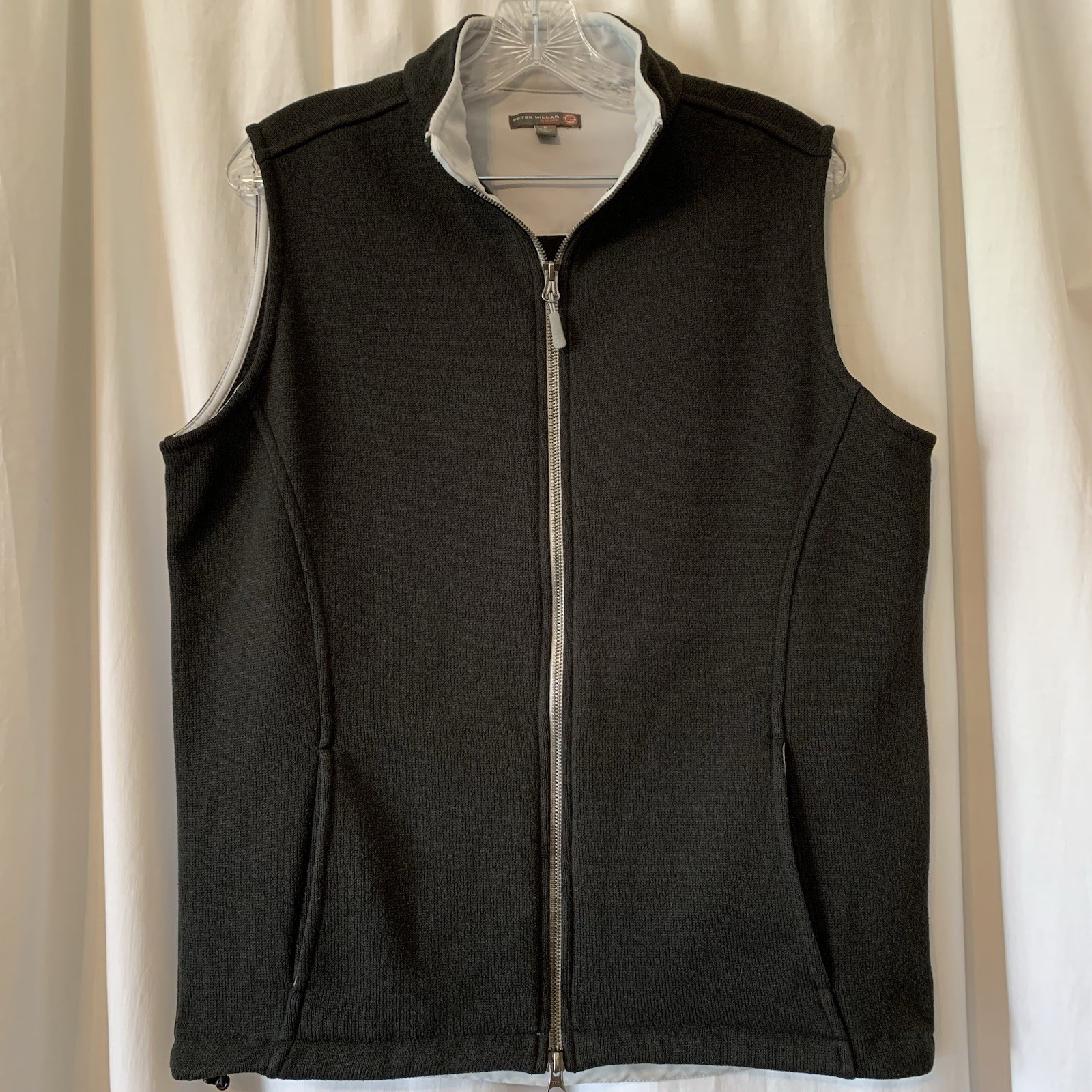 Peter Millar Element E4 Warmth Vest Mens Size Small Black Full Zip Fleece Lined