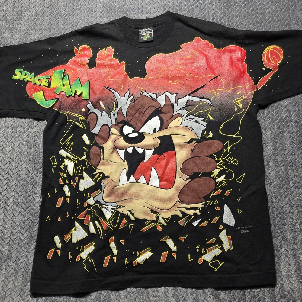Space Jam Taz T-Shirt Men’s Large Black Warner Bros Single Stitch Vintage 1996