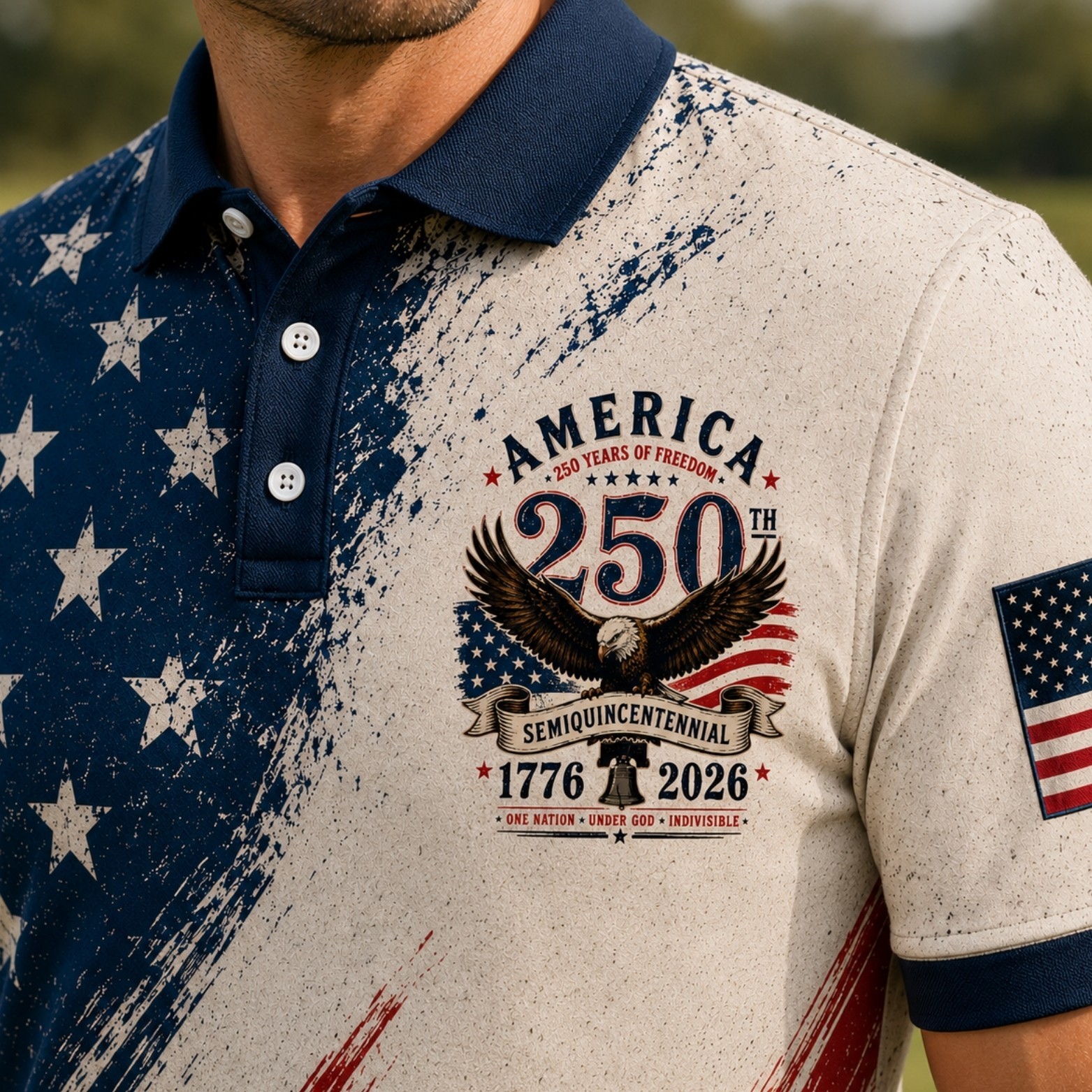 USA 250th Anniversary Polo Shirt, American Flag 1776–2026 Patriotic Polo (S-5XL) gallery
