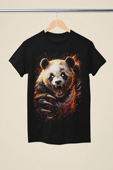 Demon Panda Evil Fire Panda Dark Fantasy Unisex Black T-Shirt