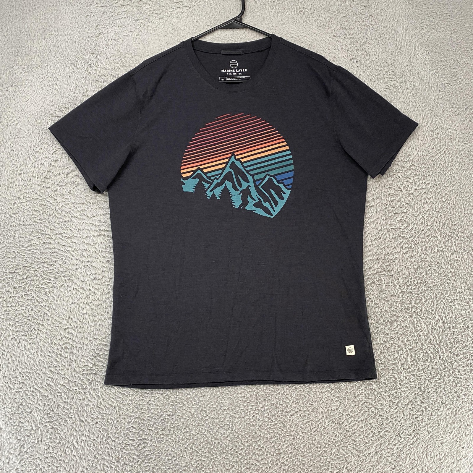 Marine Layer Air Tee Shirt Mens M/L Gray Mountain Sunset Graphic Outdoor Top