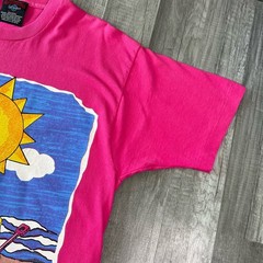 Vintage Tweety Bird Sylvester Cat Large Graphic Beach Sunscreen T-Shirt Pink XL