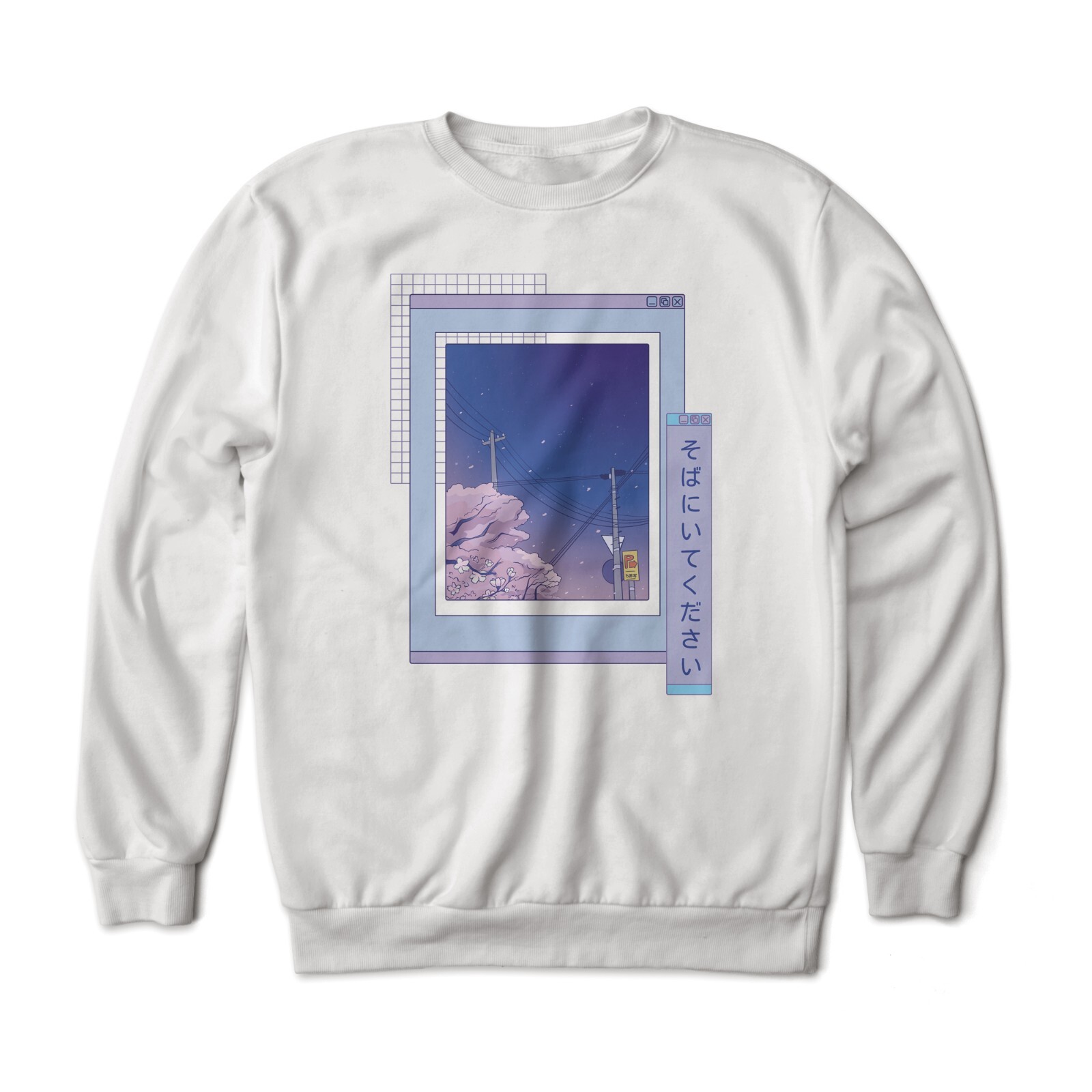 Japanese Street Landscape Minimalistic Vaporwave Art Graphic Sweatshirt Unisex