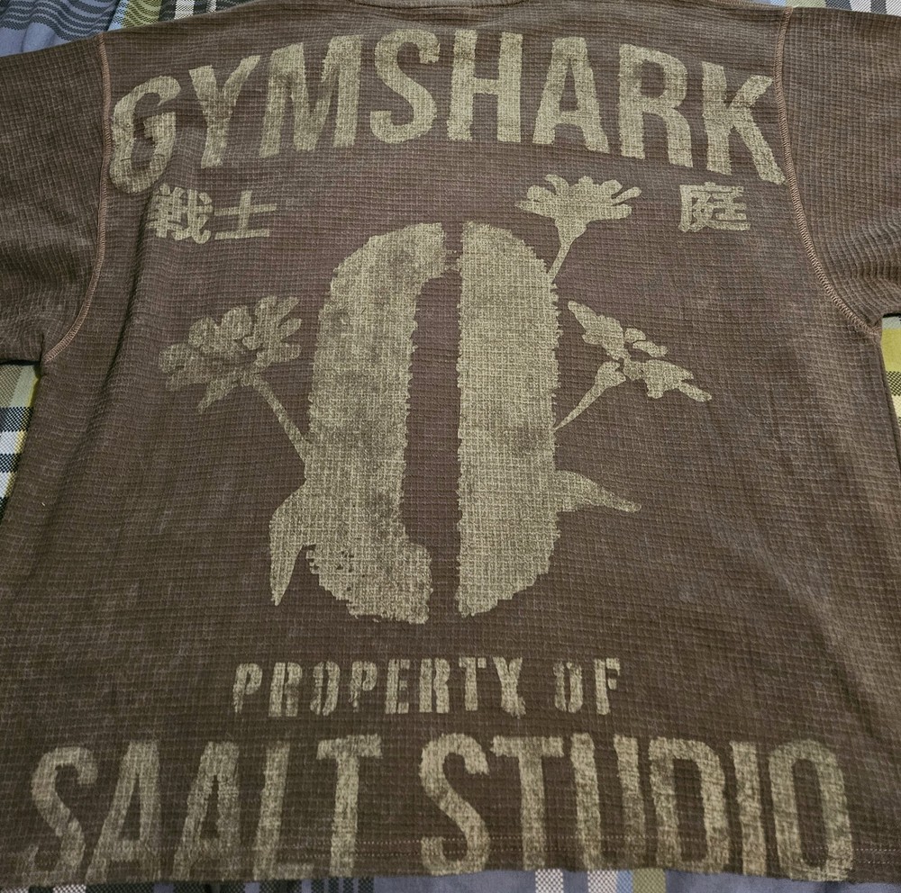 Gymshark x Saalt Studios Mens Strength Green Boxy Fit Long Cropped T-Shirt Large