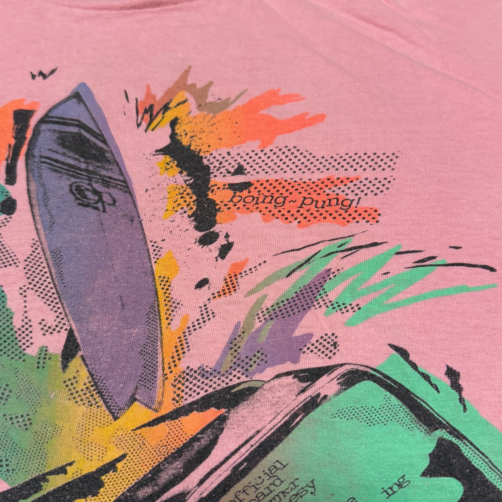 Vintage 80s OP Ocean Pacific Surf Board Toaster Pop! Art Pink T-Shirt Large USA gallery