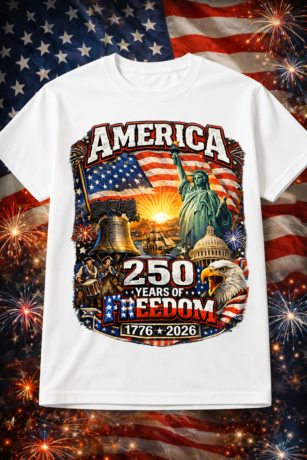 America 250 Years Freedom Shirt 1776-2026 Patriotic USA Flag July 4th Tee gallery