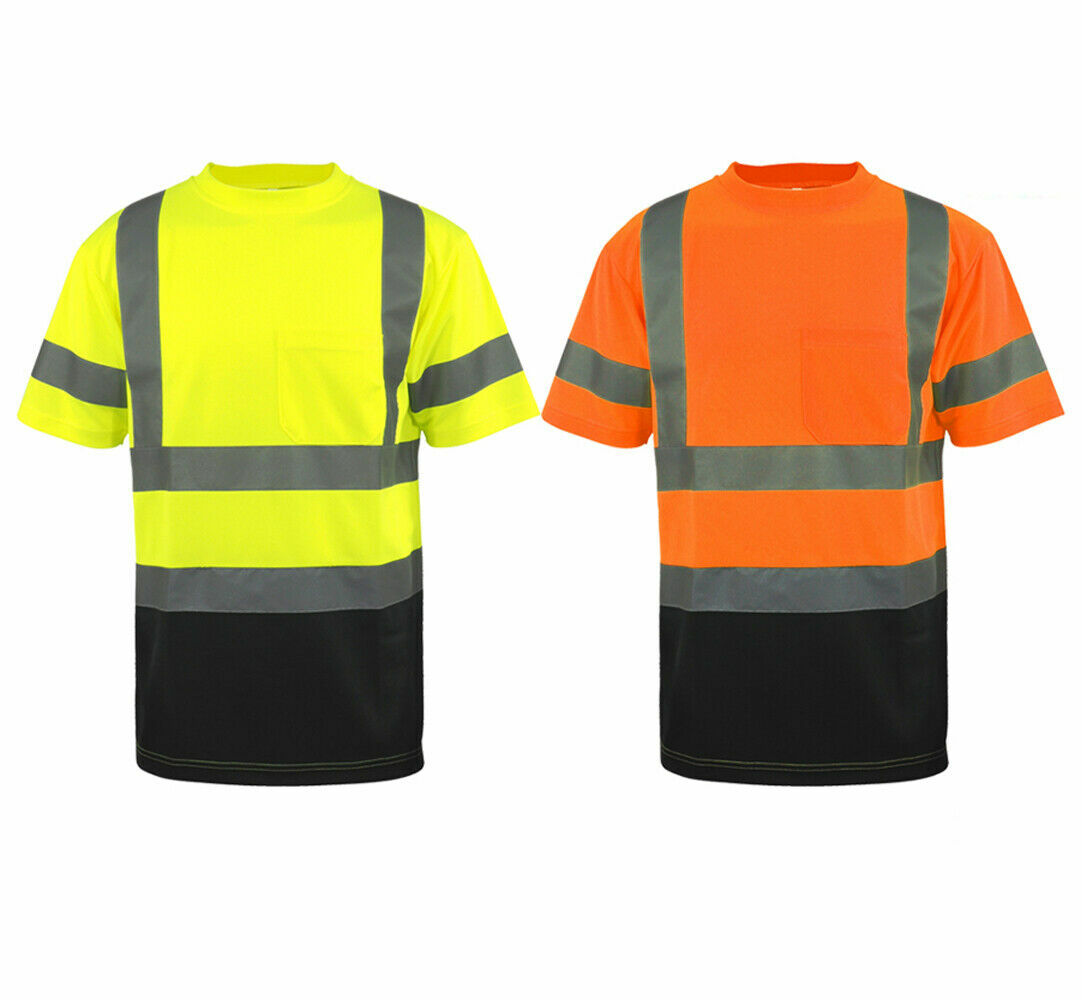 Hi Vis Safety T Shirt ANSI Class 3 Short Sleeve Reflective Tape Black Bottom gallery