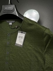 John Varvatos Collection Luxury Henley – Mercerized Linen – Raw Edges – Vtg 2020