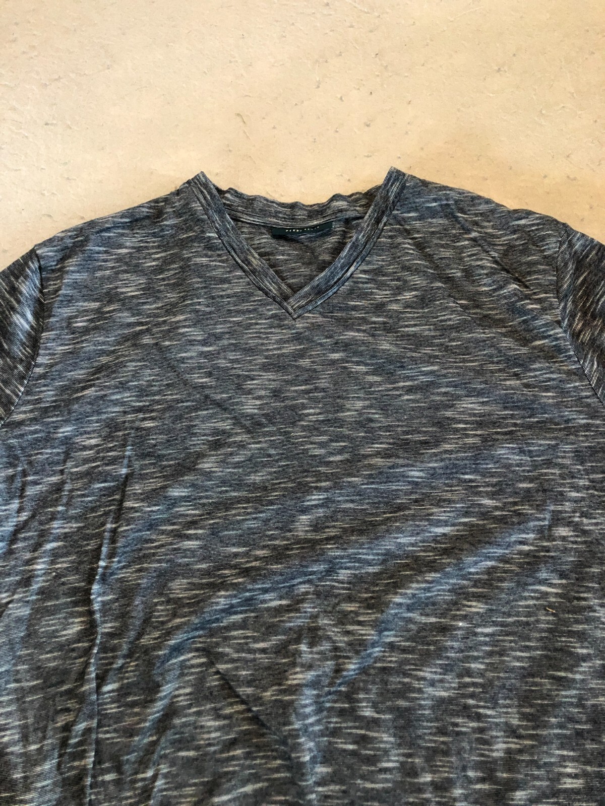 Perry Ellis Shirt Men's Large Navy Blue Heather Cotton Tee gallery
