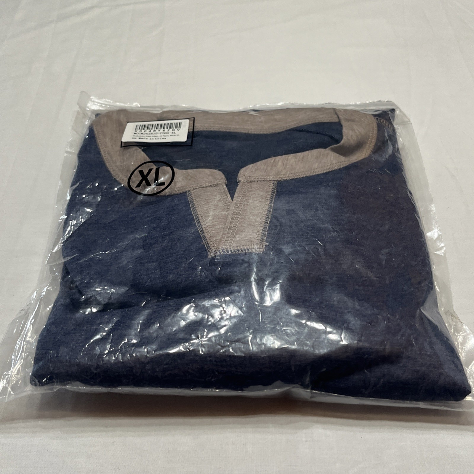 Men’s Henley Longsleeve Shirt Lightweight V Neck Pullover Navy Blue Size XL gallery