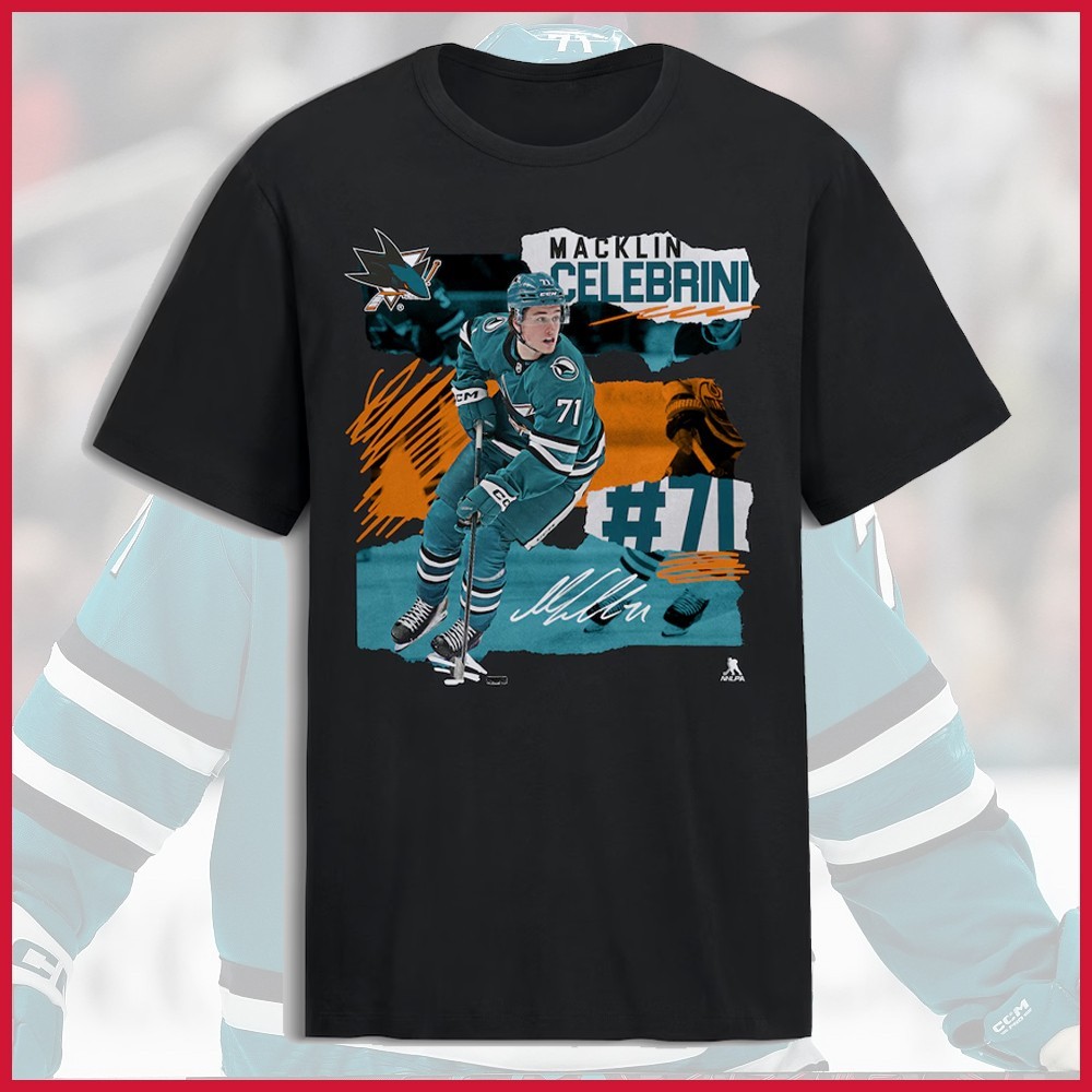 🔥FREESHIP – San Jose Hockey Team Macklin Celebrini Black Fresh Ice Gift For Fan