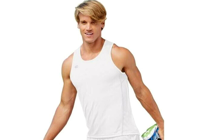 Champion Race Day Running Workout Singlet Mens Activewear White Tank Top ~2XL
