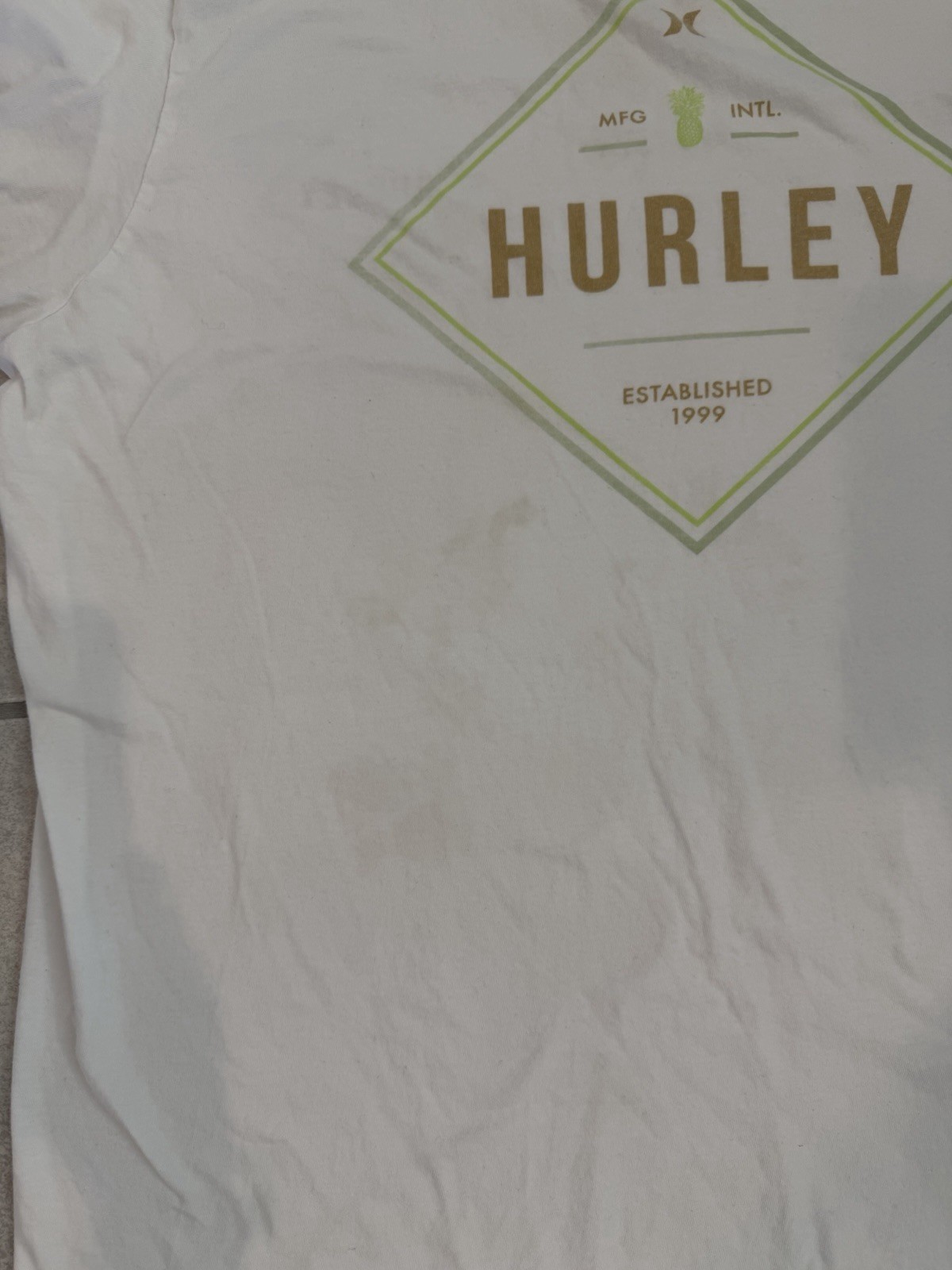 Hurley Men's Size Large White Short Sleeve T-Shirt With Square Hurley Logo gallery
