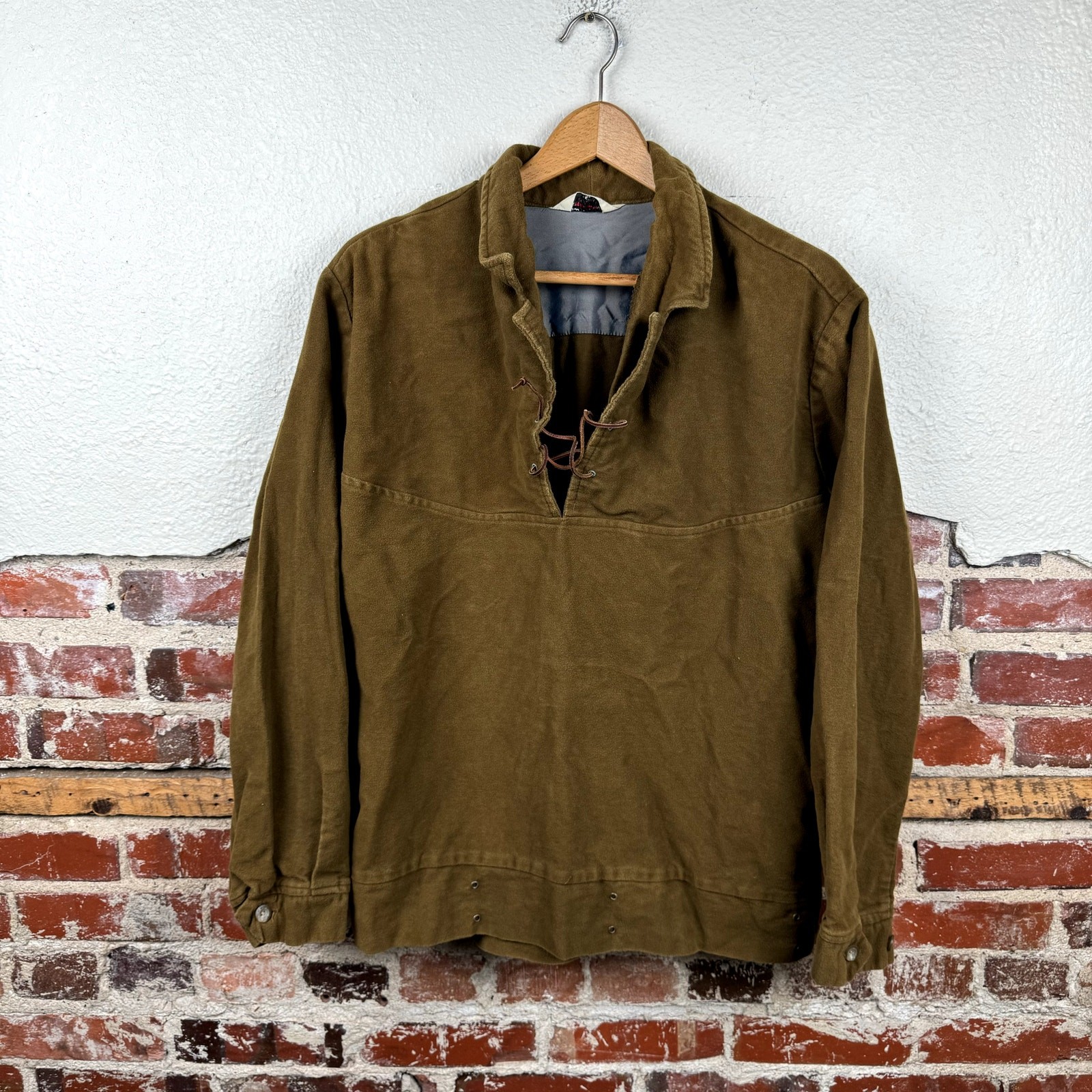 Bow n Arrow Sportswear Shirt Size XL Brown Lace Up Pullover Western Atomic 50s gallery