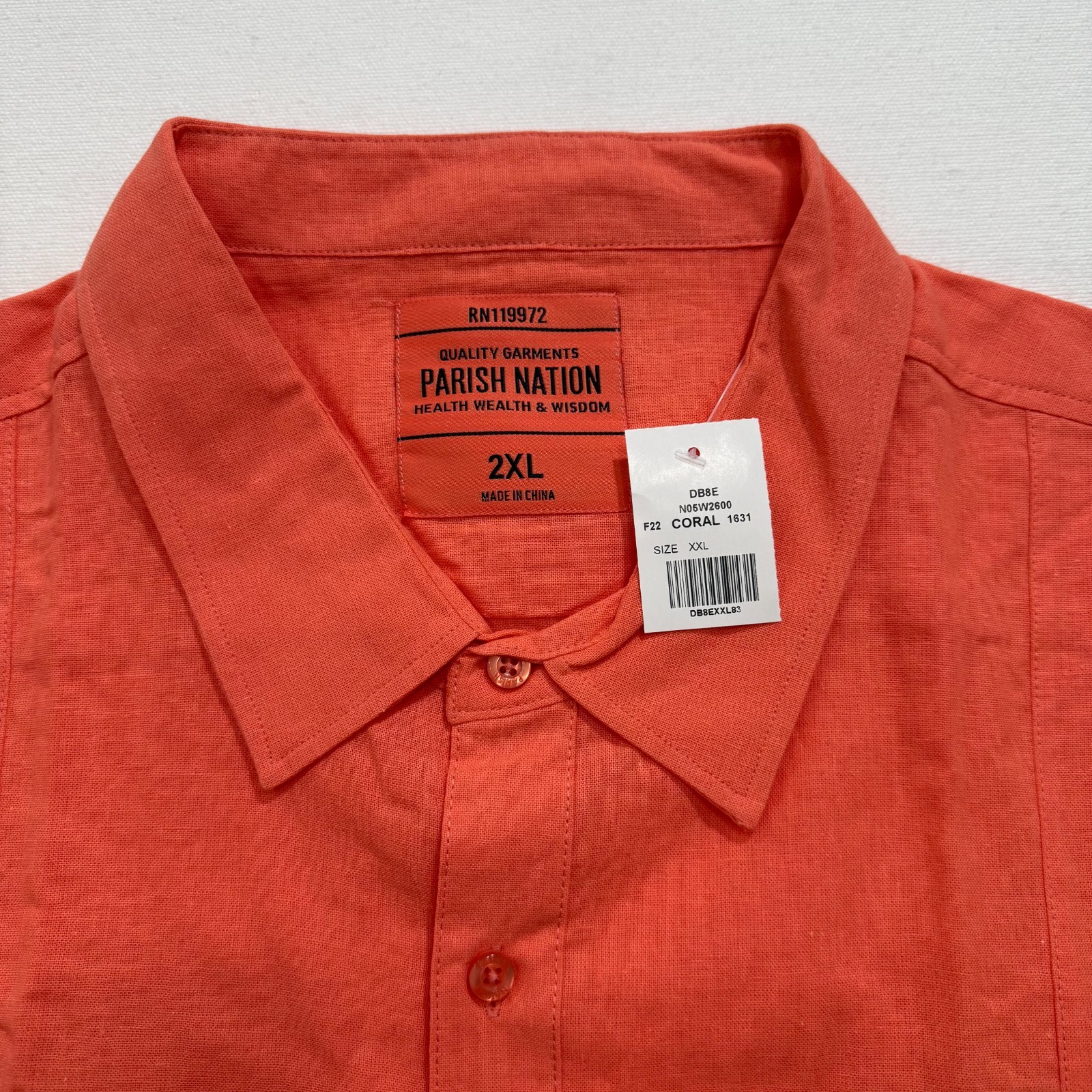 Paris Nation Men's Button Down Shirt Salmon Color Linen Blend Comfort 2XL-4XL gallery