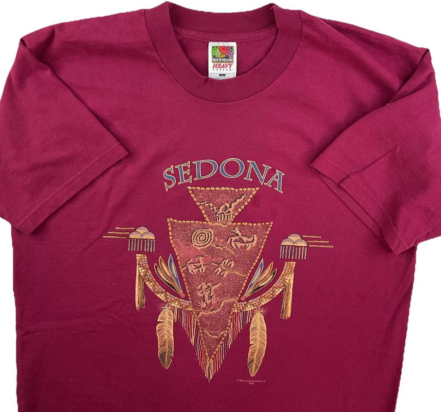 Vintage Sedona Arizona T-Shirt Men Sz L Aztec Southwestern Graphic Tee 90s Crew