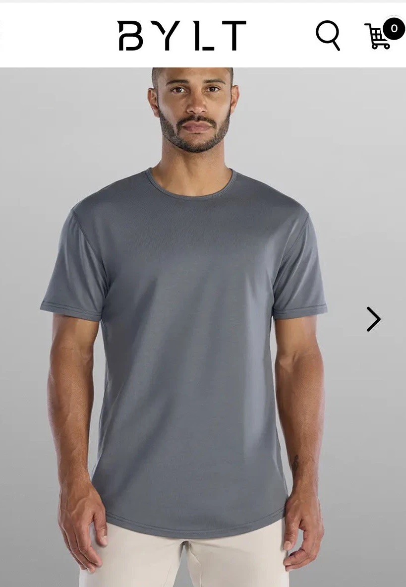 BYLT Premium Basics T-Shirt Mens M Drop Cut S/S Bylt Blend Signature Charcoal