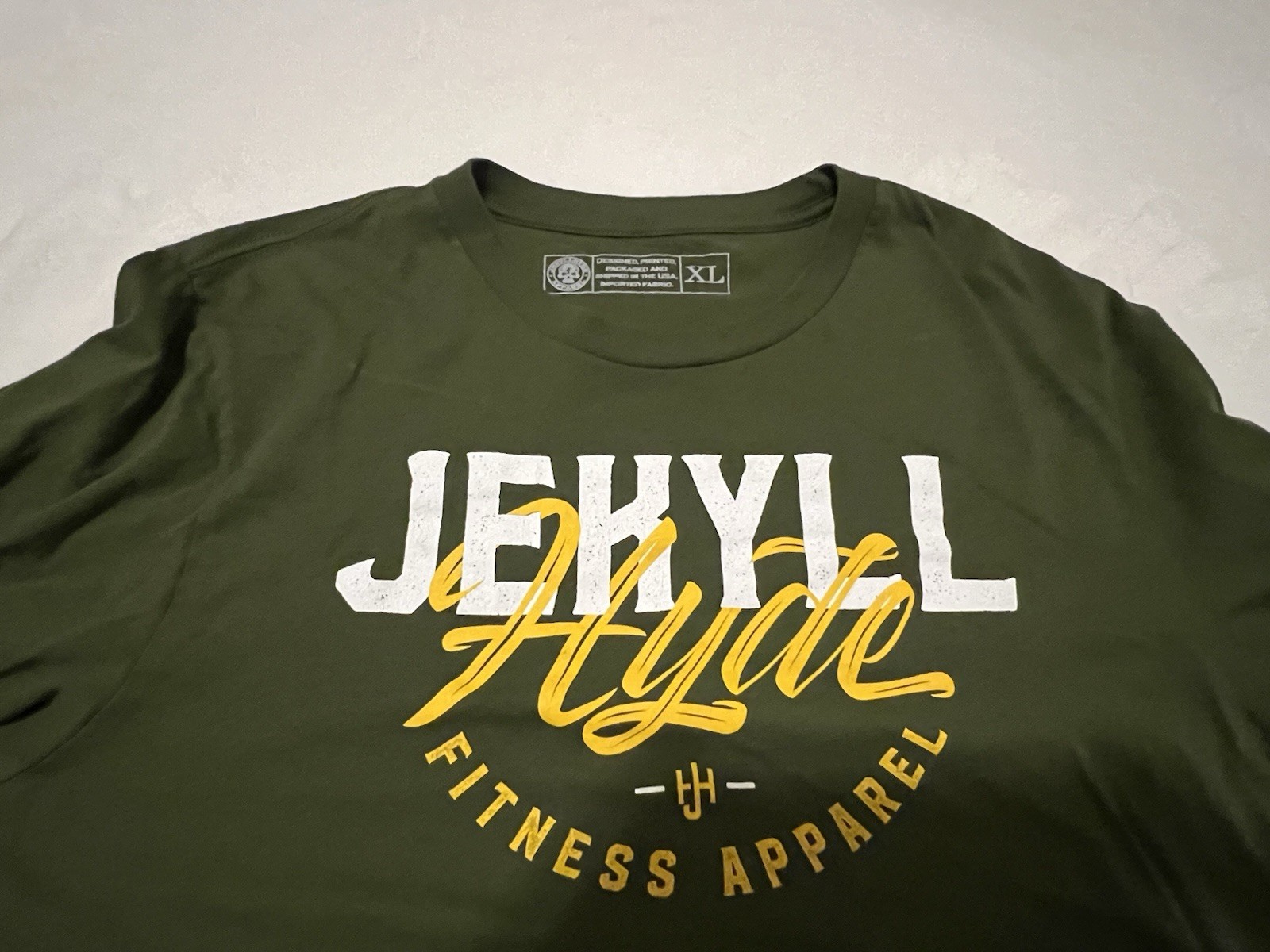 Mens Jekyll And Hyde Fitness Long Sleeve Shirt green Gold Size Gym XL $40 gallery
