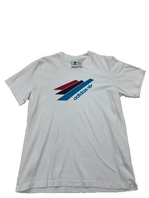 Adidas Unisex T Shirt White Striped Short Sleeve Size M Originals