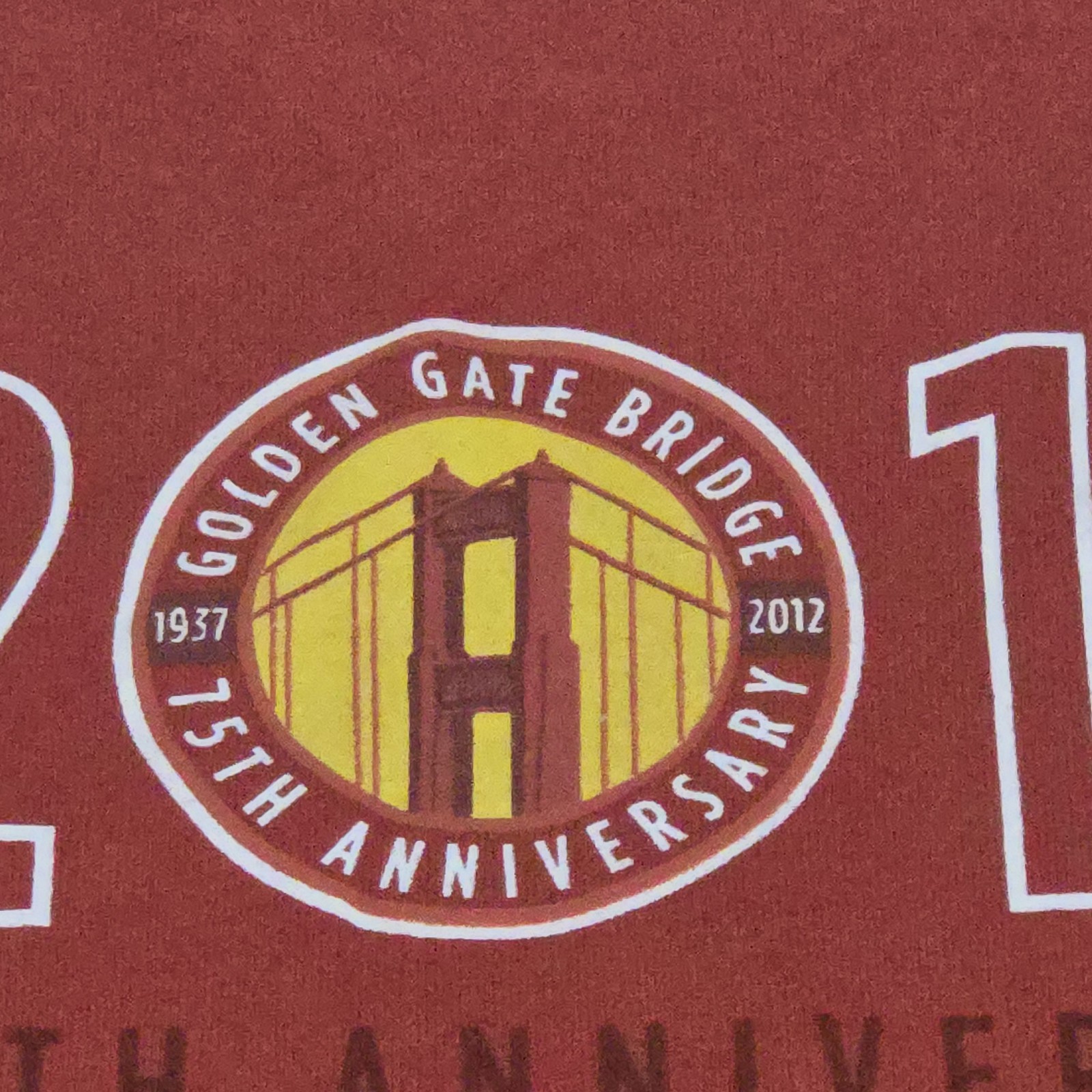 Golden Gate Bridge 75th Anniversary T-Shirt 2012 Red Graphic San Francisco XL gallery