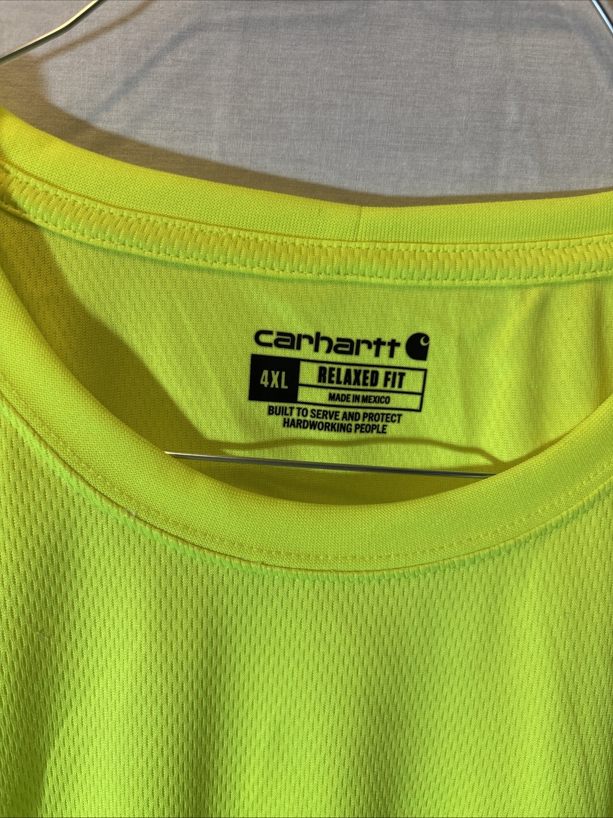 Carhartt Relaxed Fit High Visibility Mesh Pocket T-Shirt Neon Yellow Mens 4XL gallery