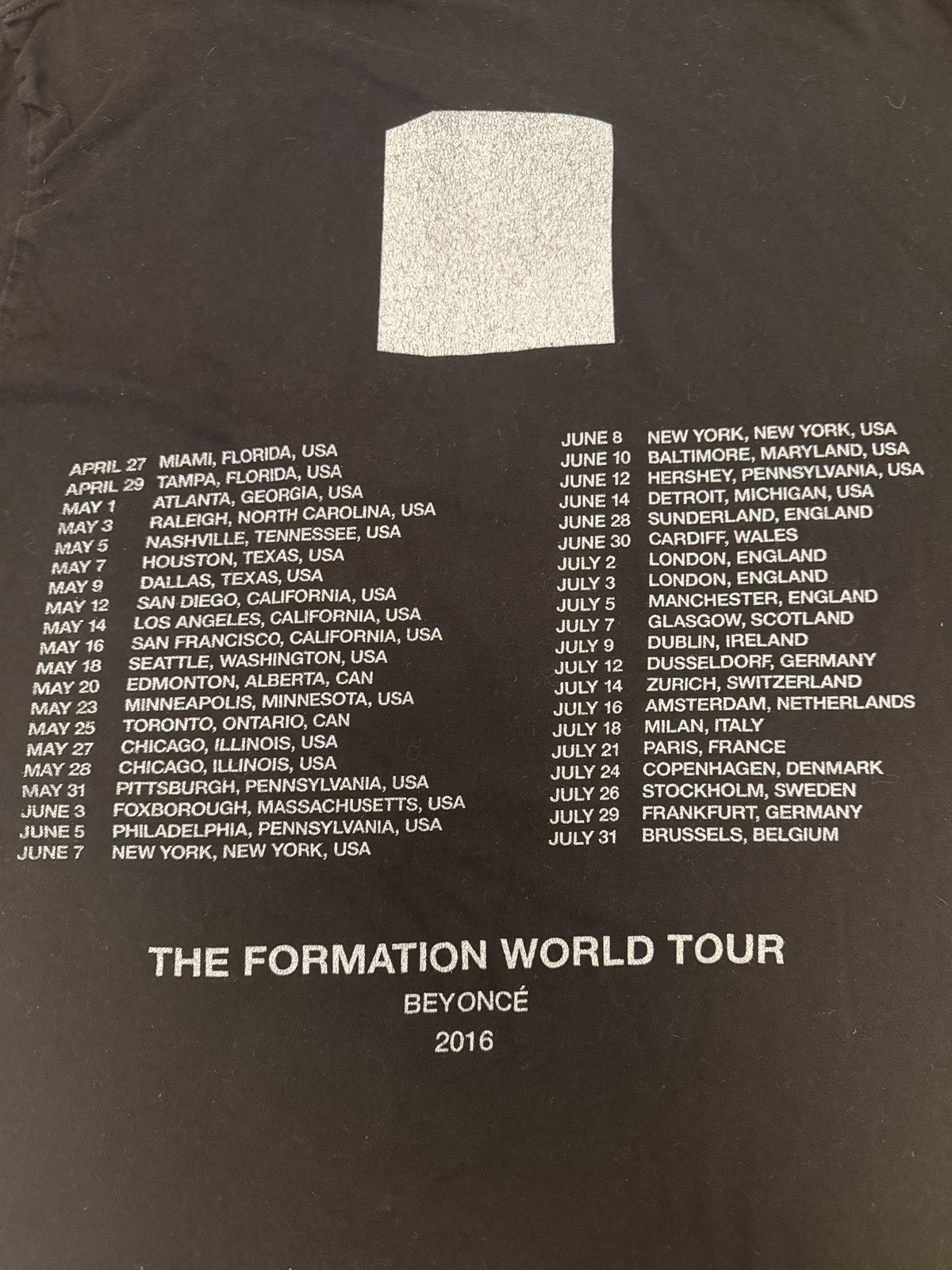 Beyonce The Formation World Tour Merch 2016 T-Shirt Size Large Black gallery