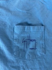 Guy Harvey Bluewater Graphic Marlin Fish Pocket T-Shirt Blue Cotton XL