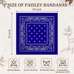 Paisley Cowboy Bandanas Bulk Polyester Headband Scarf Kerchief 36 PCS
