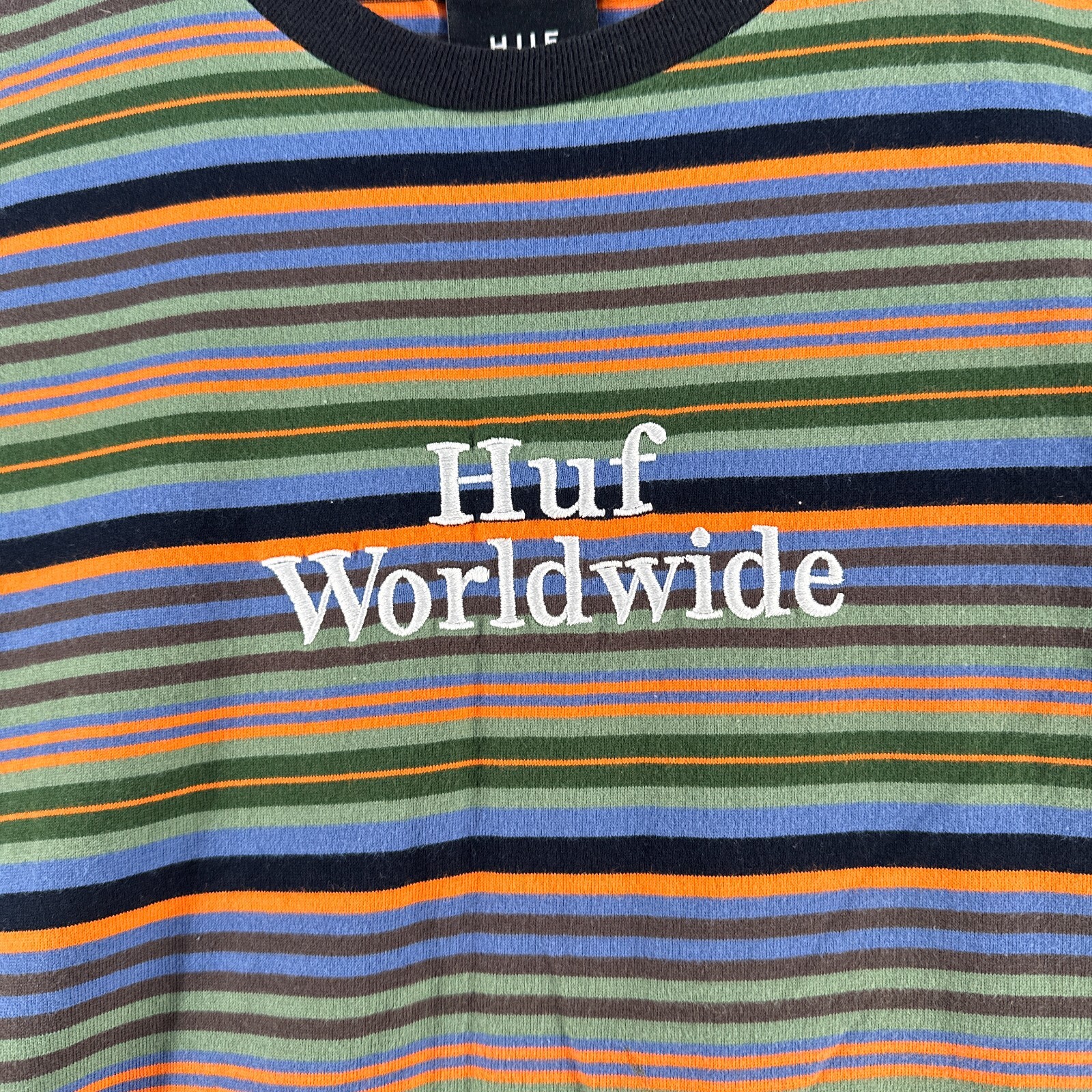 Huff Mens Shirt Small Blue Contrasting Trim Casual Short Sleeve Embroidered Logo gallery
