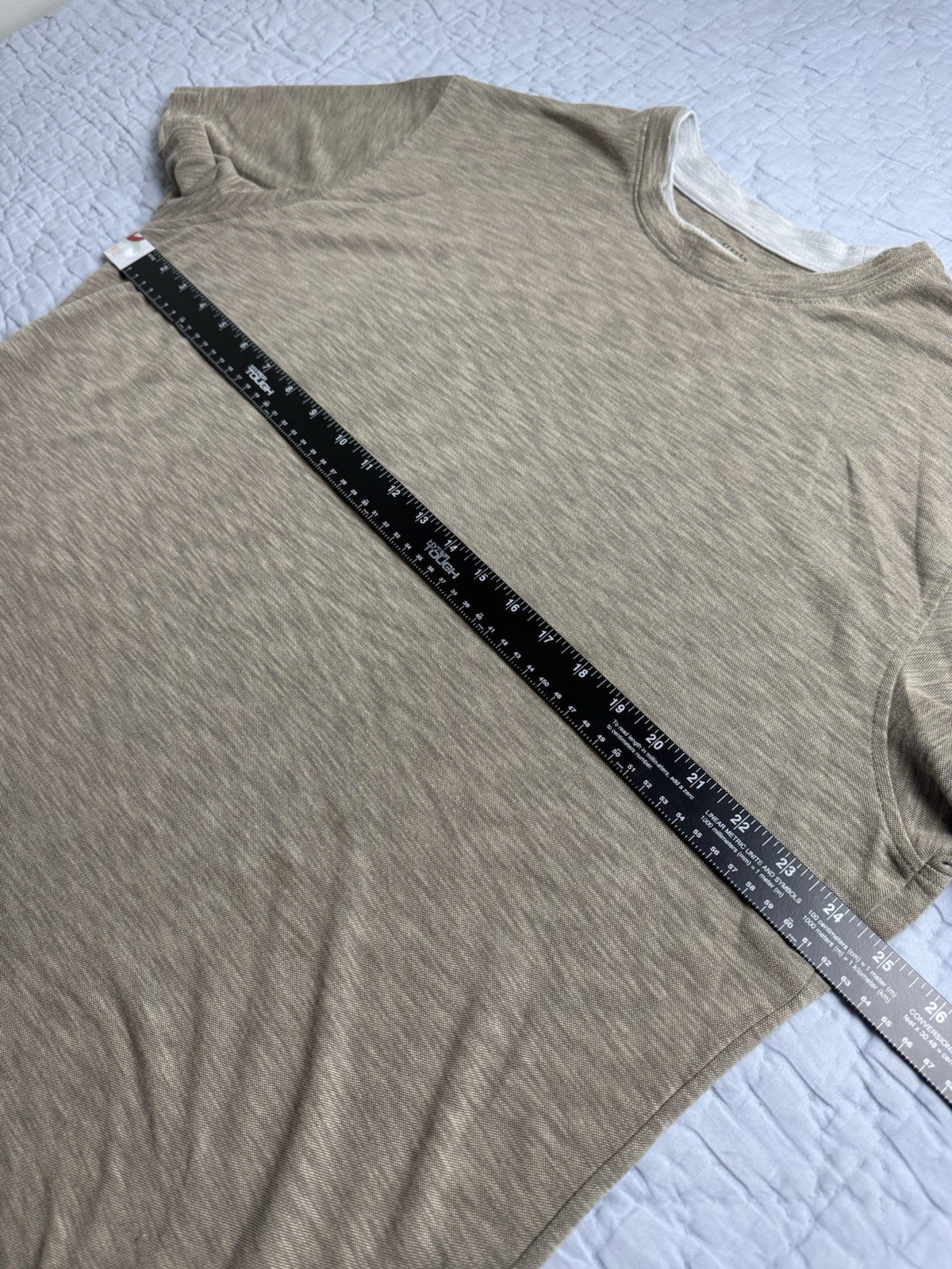 Van Heusen Shirt Mens XL Beige Rayon Blend Crewneck Short Sleeve Casual Top gallery