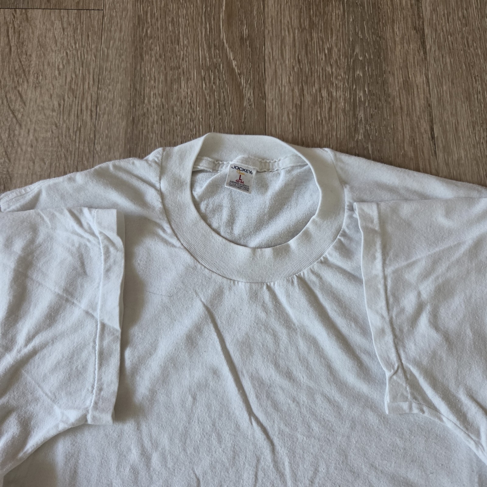 Vintage 90s Jockey White Single Stitch Tshirt Size L