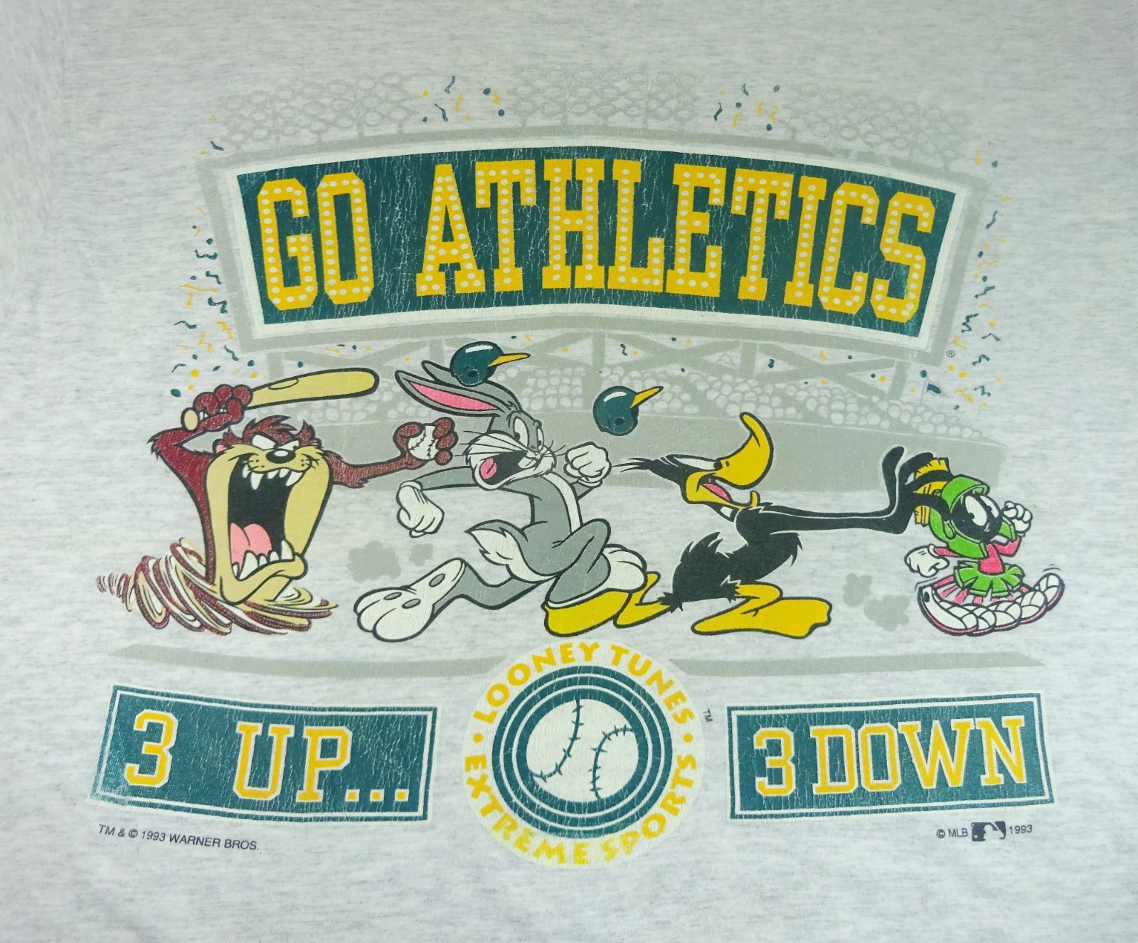 Vintage Looney Tunes Go Athletics T-Shirt 90s Bugs Bunny Daffy Duck Taz 3 Up gallery