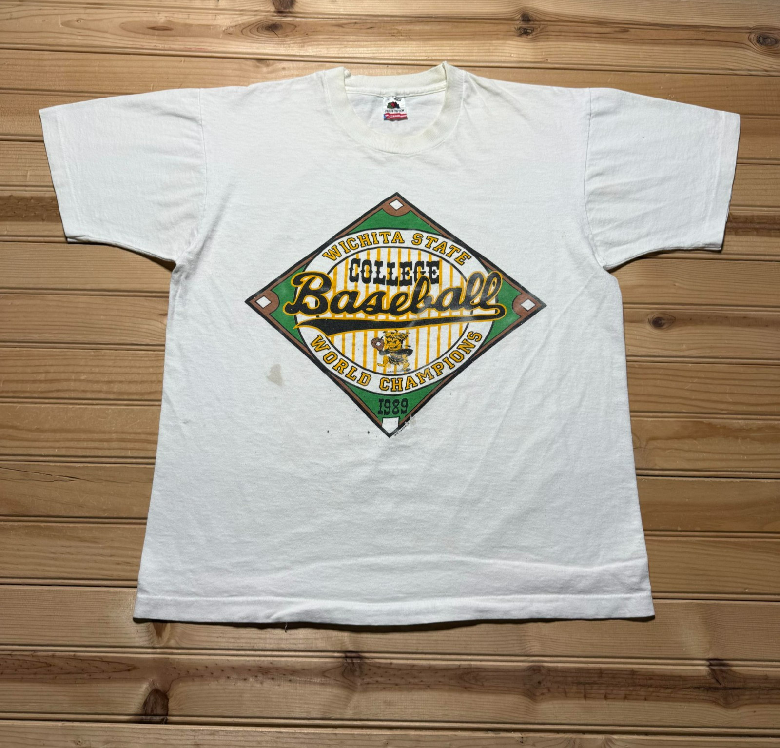 Vintage 1989 Wichita State College Baseball World Champions Shirt USA Size Large
