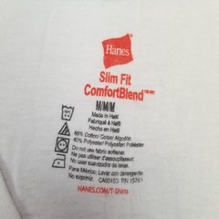 Hanes Men’s White Basic V-Neck T-Shirt Slim Fit Comfort Blend Size Medium Casual