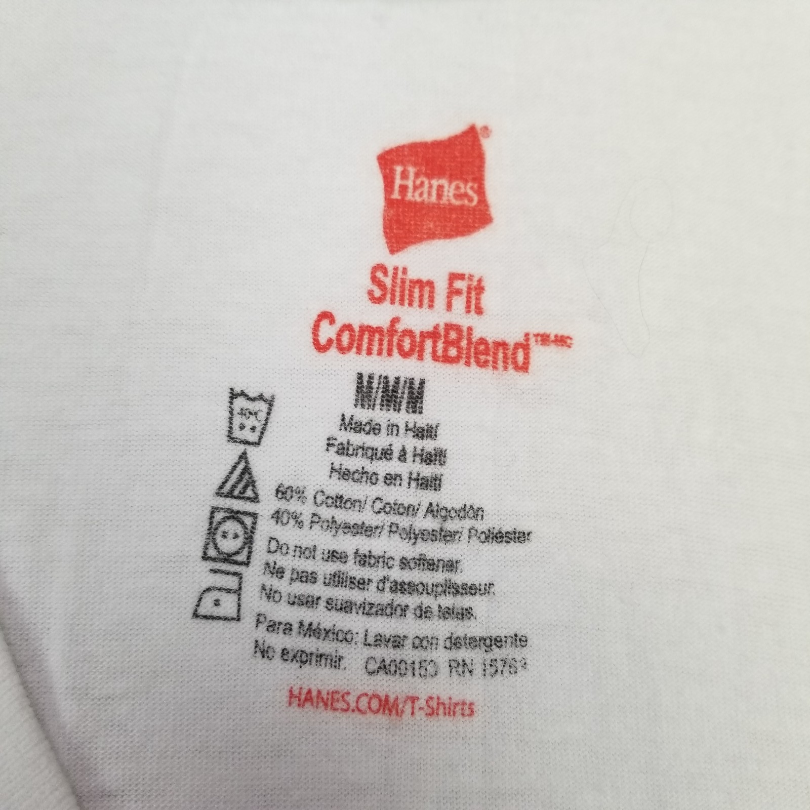 Hanes Men's White Basic V-Neck T-Shirt Slim Fit Comfort Blend Size Medium Casual gallery