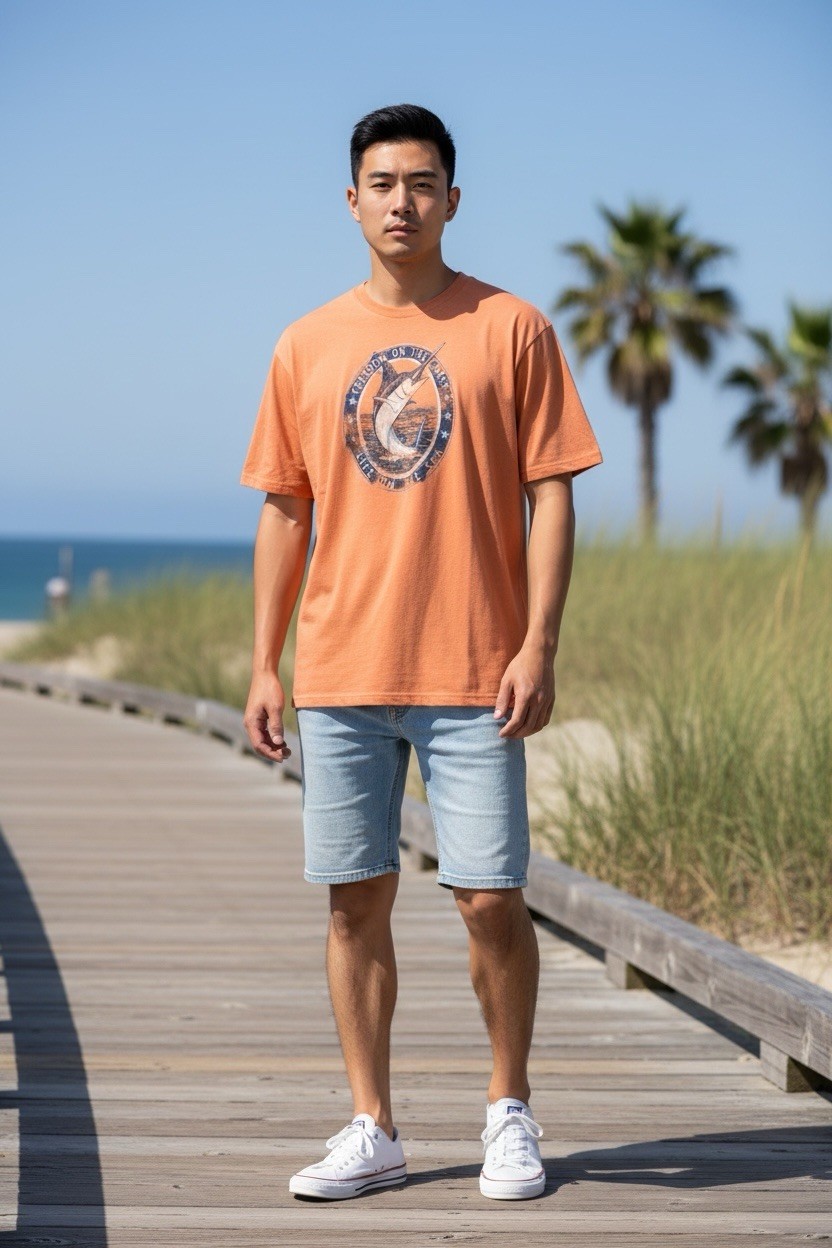 IZOD Saltwater Large Tall Mens Swordfish T-Shirt Orange Sport Fish Sea Ocean gallery
