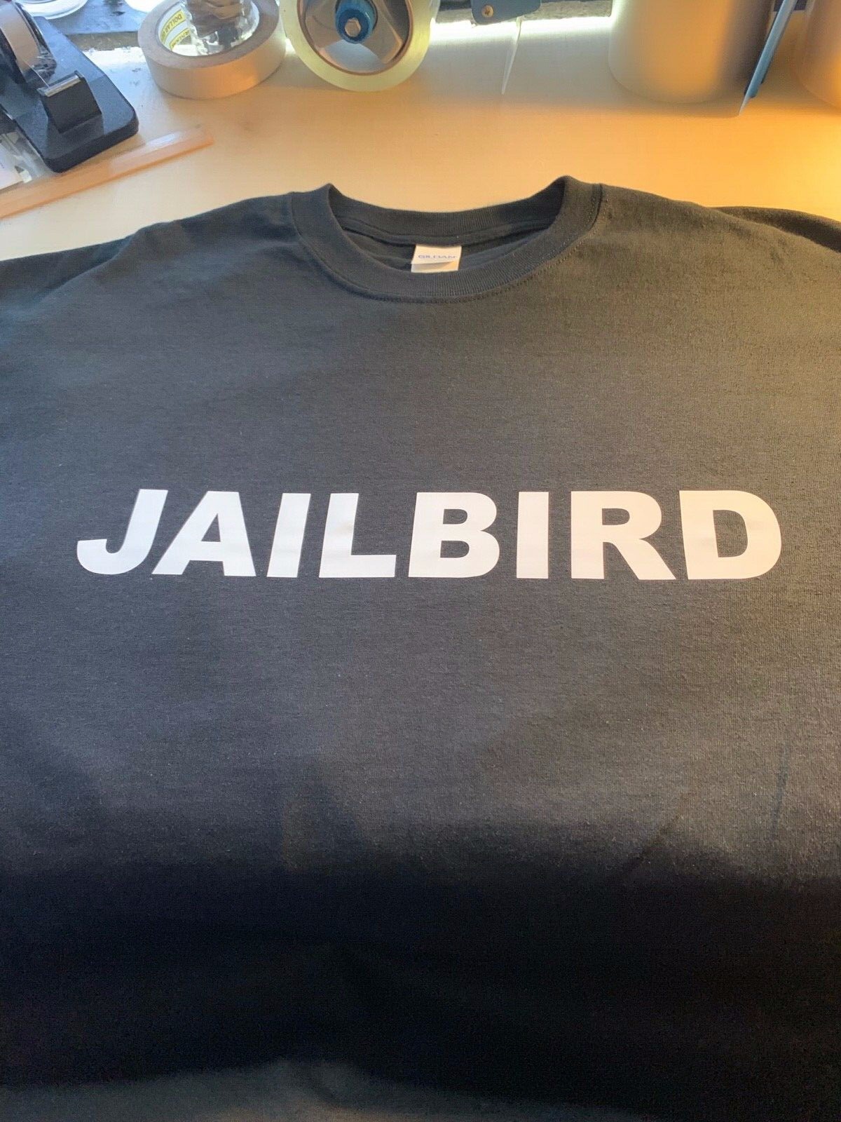 t-shirt JAILBIRD jail college Criminal fugitive funny humor adult